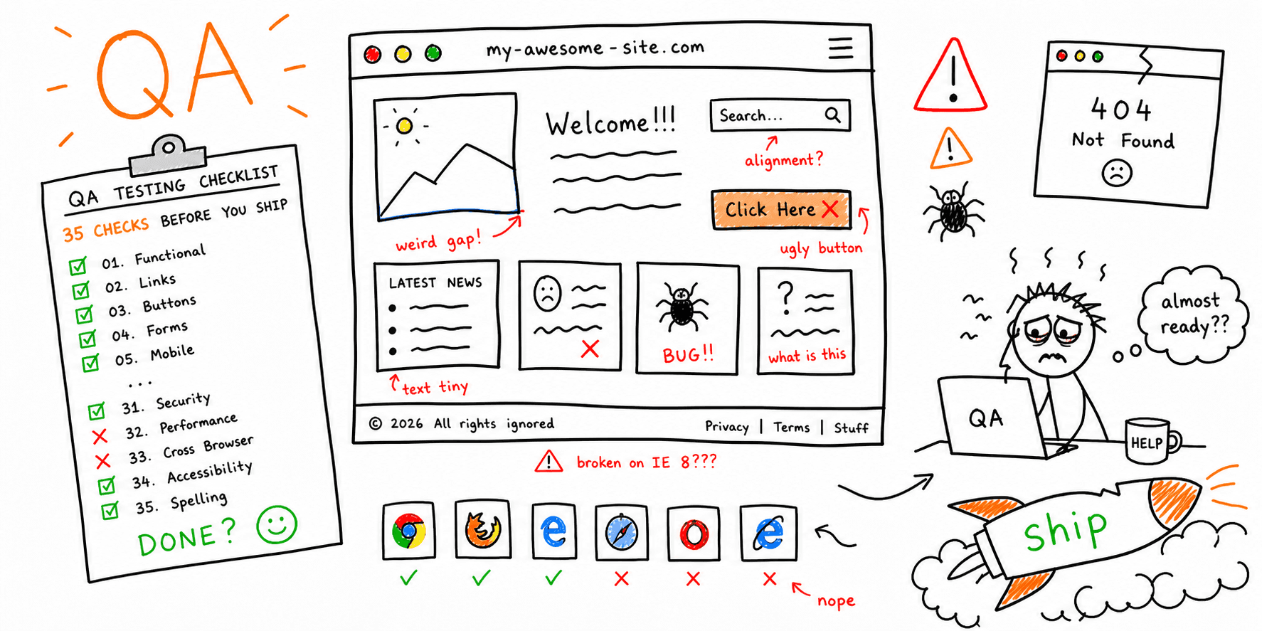 Website Quality Assurance Testing Checklist: 35 Checks Before You Ship